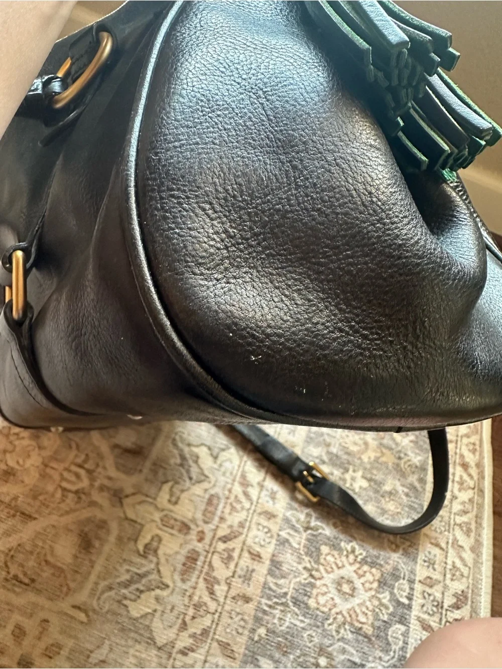 Dooney & Bourke Black Leather Satchel with Gold Hardware
